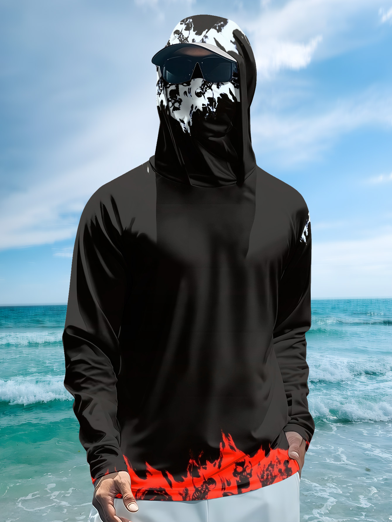 Men Hood Fishing Shirt long sl - Fishing Hoodie 评论和价格