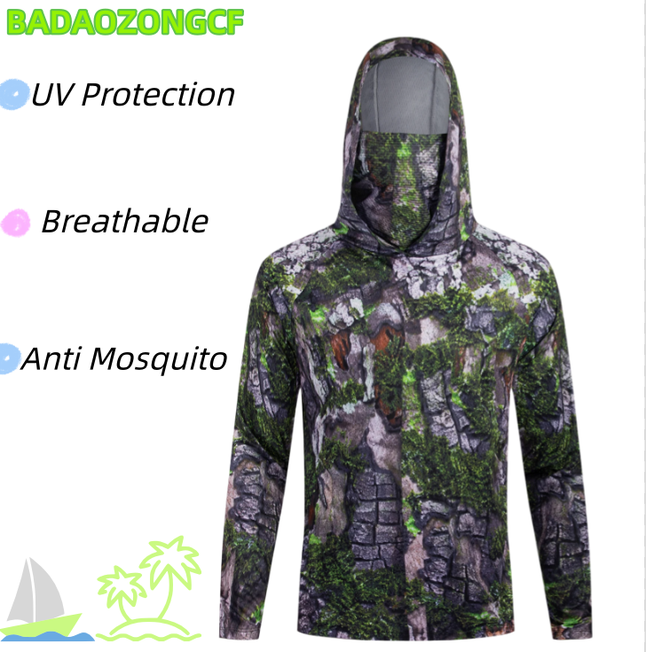 Fishing Hooded Shirts Men's UV - Fishing Shirt Uv Protection 评论和价格